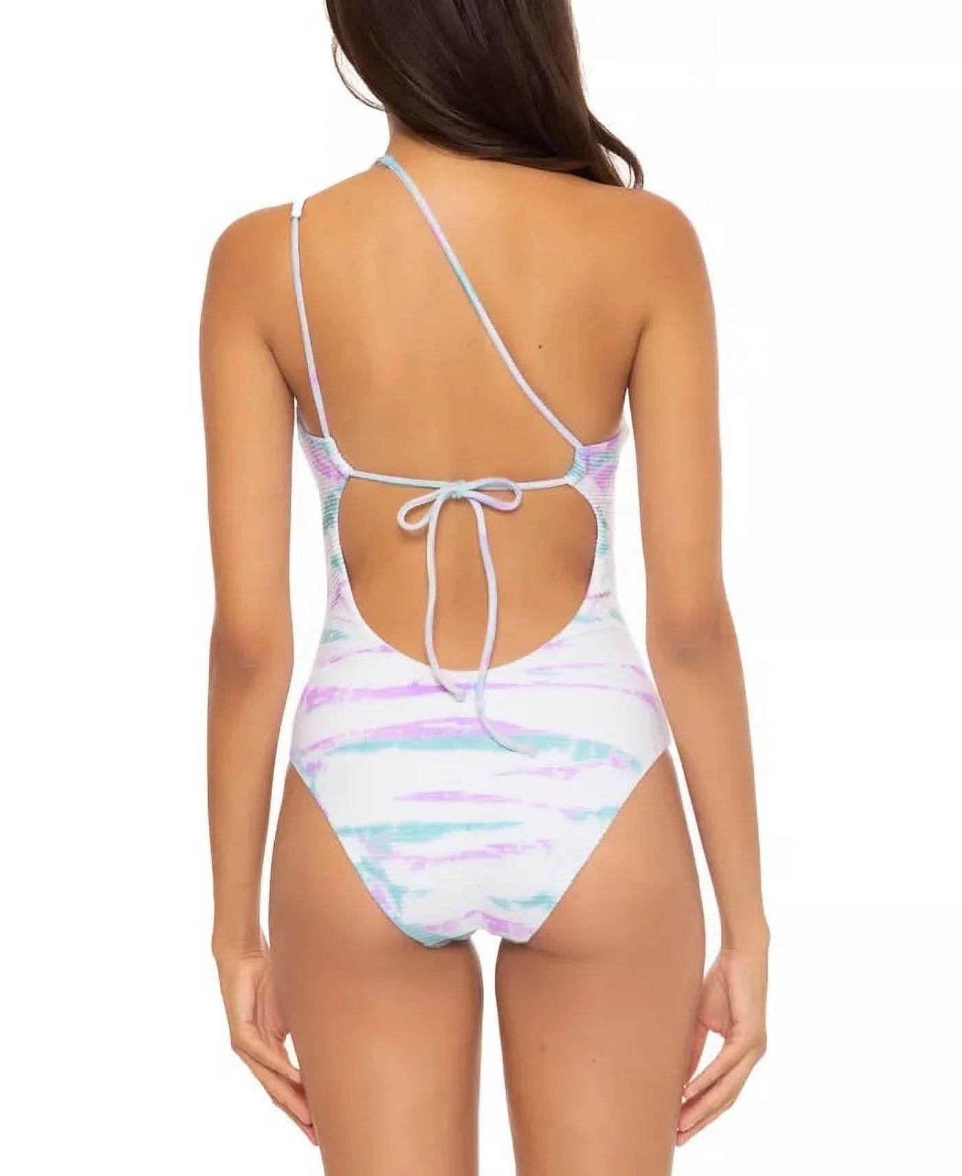 Becca by rebecca virtue orchid/jasper one-shoulder one-piece swimsuit, us small