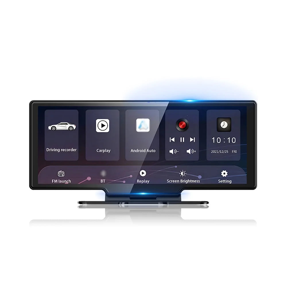 4k dvr dash front & rear driving recorder, 10.26 inch touchscreen, wifi, g-sensing, loop recording, hands-free calling dash camera for carplay android auto