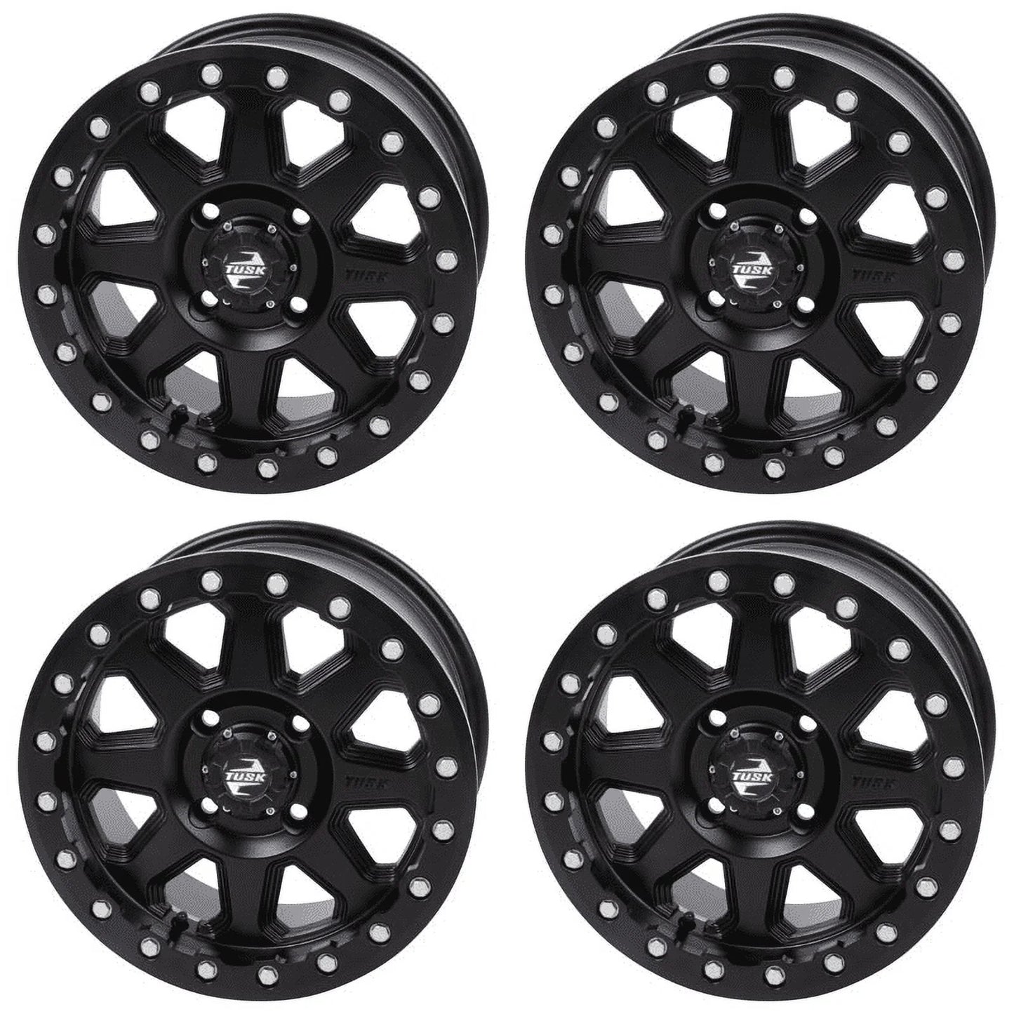 (4 pack) 4/137 tusk uinta beadlock wheel 14x7 5.0 + 2.0 matte black for can-am defender hd10 pro lone star 2021-2022