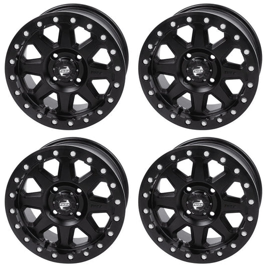 (4 pack) 4/137 tusk uinta beadlock wheel 14x7 5.0 + 2.0 matte black for can-am defender hd10 pro lone star 2021-2022