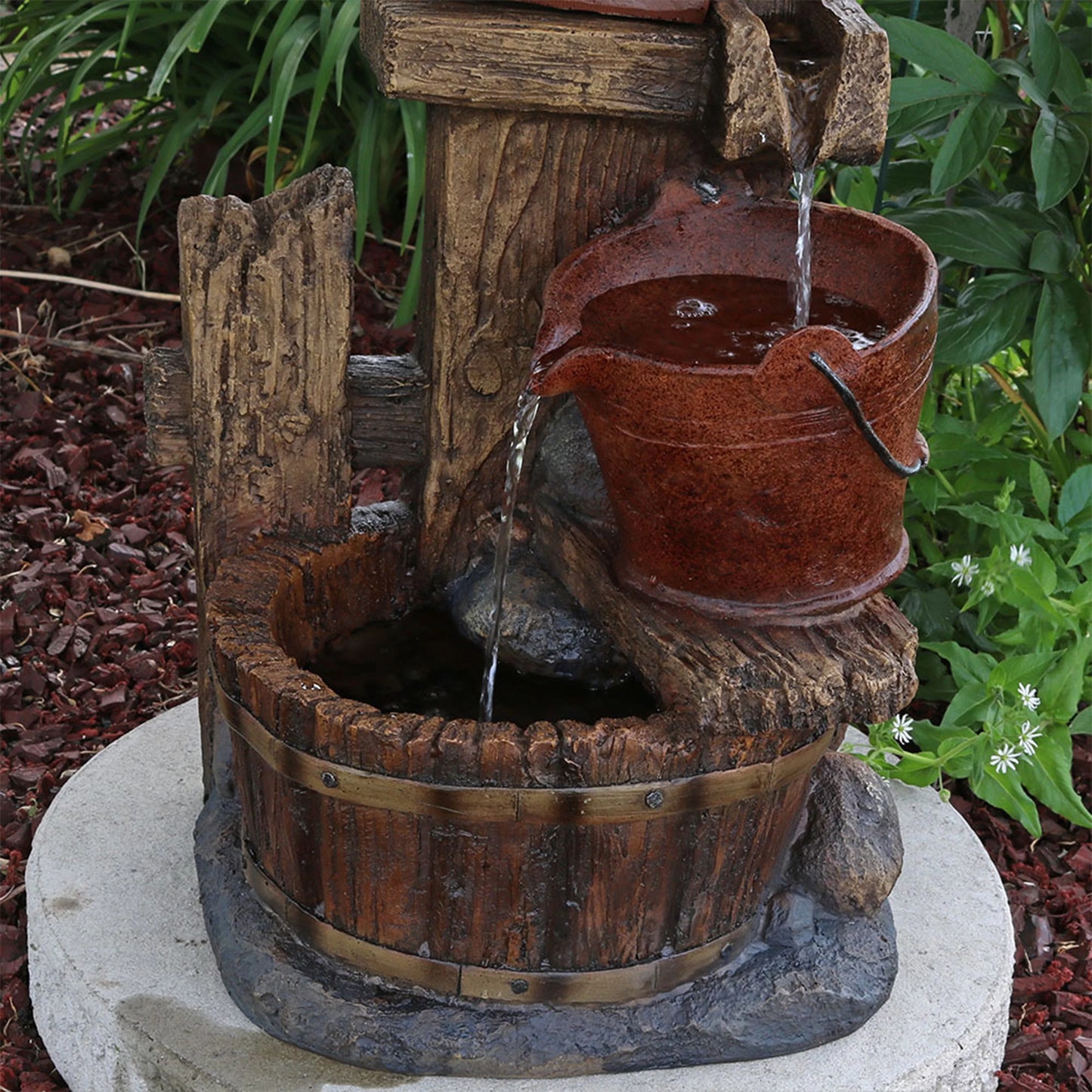 Sunnydaze bluebird house and buckets outdoor fountain - 26"