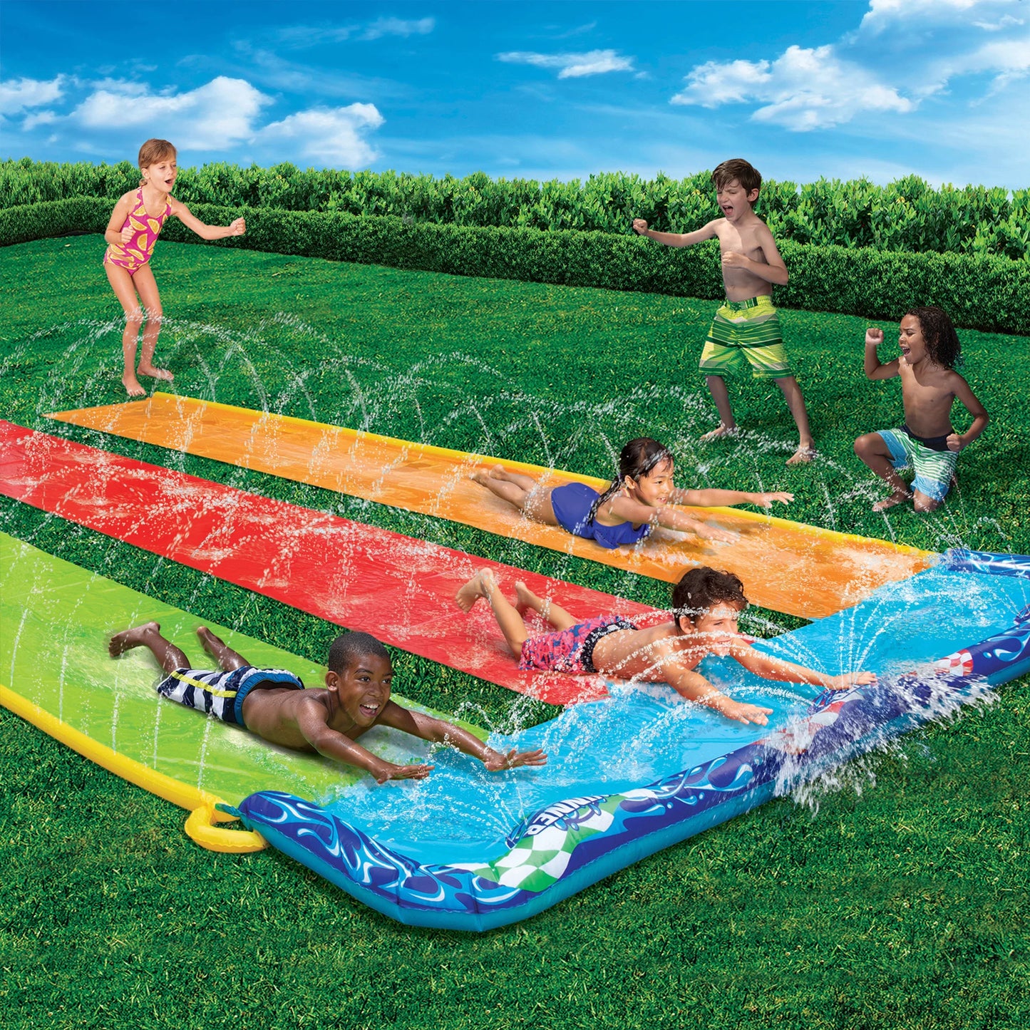 Banzai 16 feet triple tag racing water slide - side-by-side-by-side racing fun!