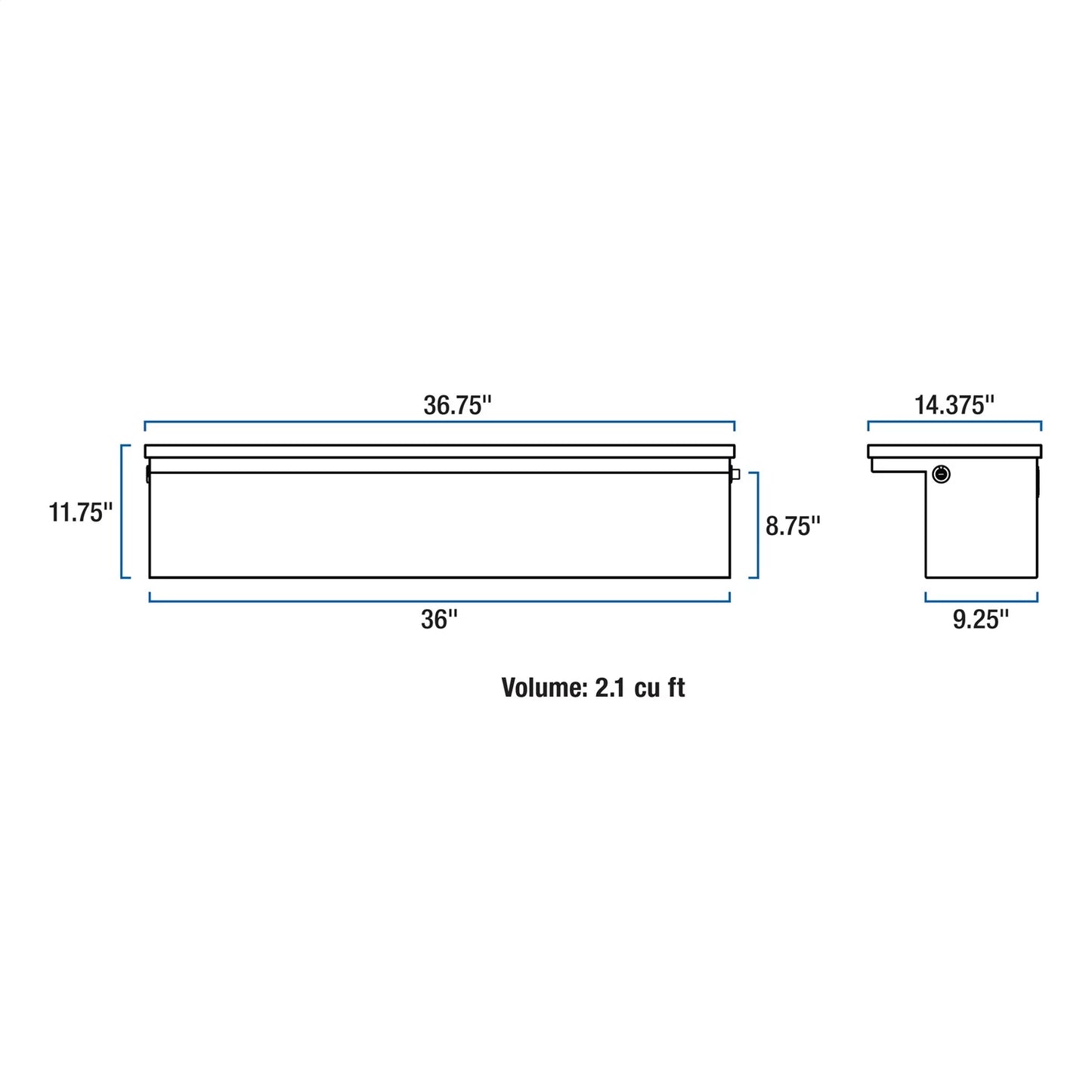 Uws gloss black aluminum 36" truck side tool box, low profile (ltl shipping)