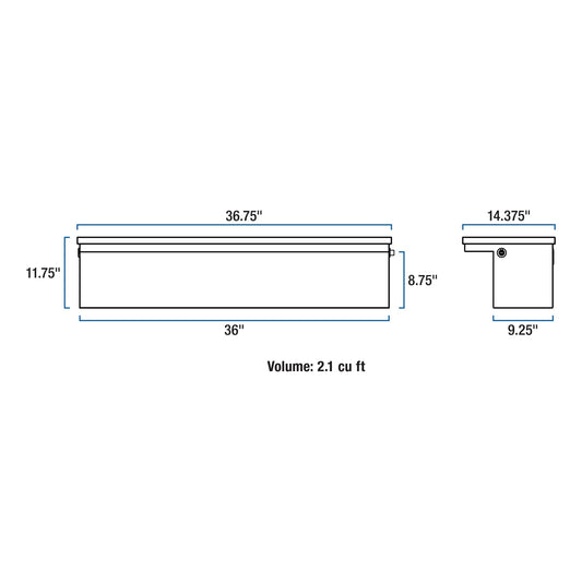 Uws gloss black aluminum 36" truck side tool box, low profile (ltl shipping)