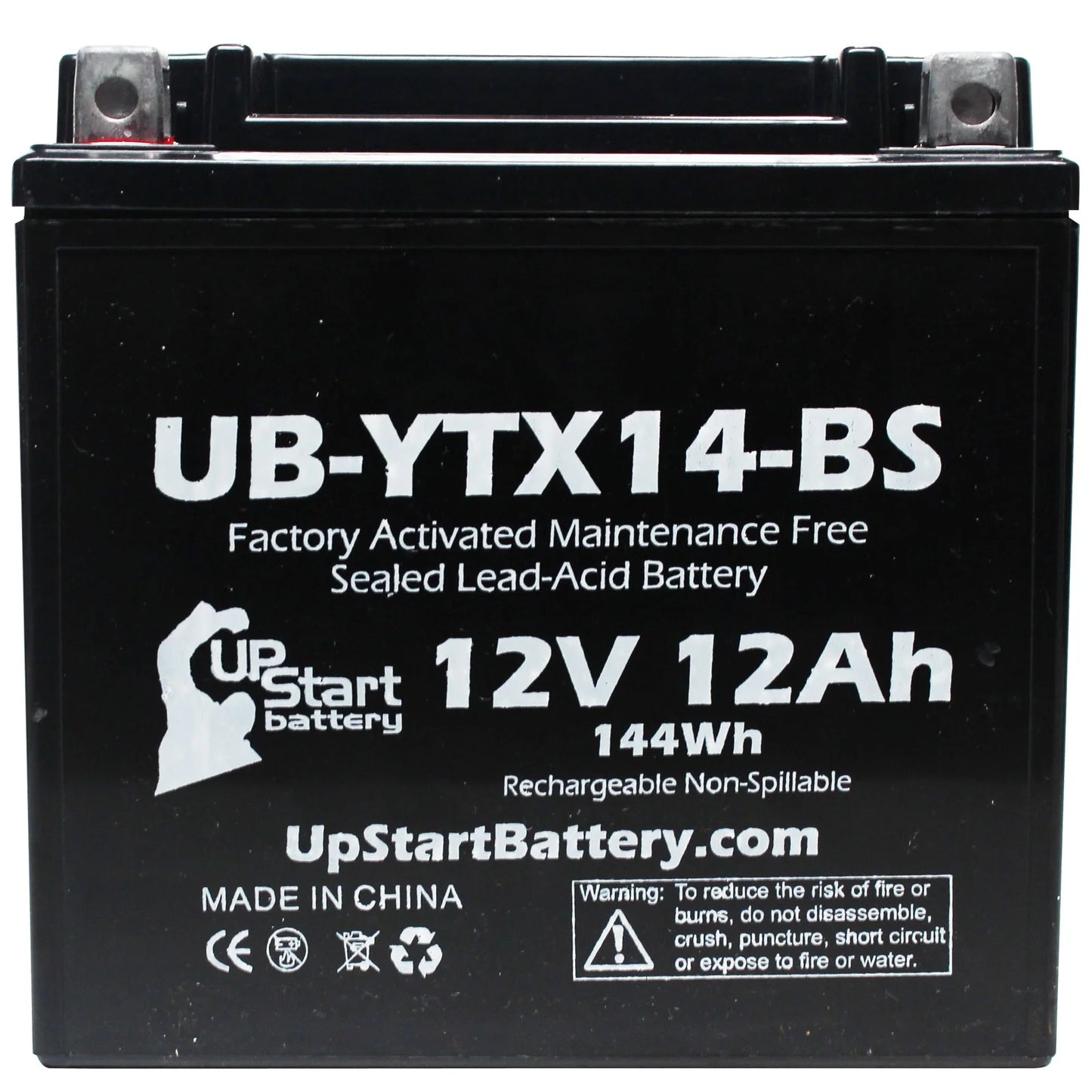 5-pack upstart battery replacement for 1998 yamaha yzf1000r 1000 cc factory activated, maintenance free, motorcycle battery - 12v, 12ah, ub-ytx14-bs