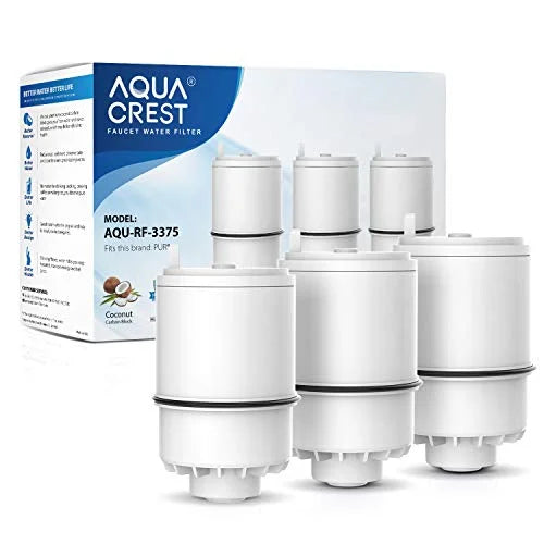 Aquacrest rf3375 nsf certified water filter, compatible with pur rf-3375 (rf33752v2) faucet replacement water filter (pack of 3, packing may vary)