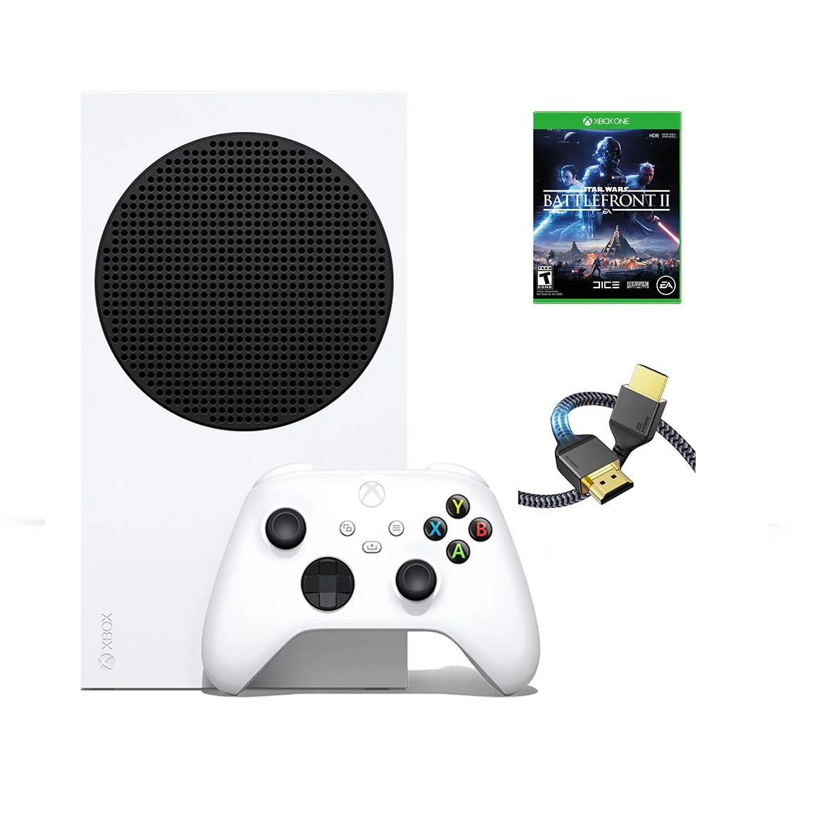 2023 newest edition-microsoft xbox-series-s 512gb ssd– white wireless controller with star wars battlefront ii full game and supere high speed hdmi cable