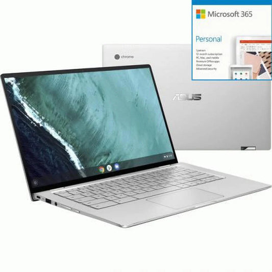 Asus chromebook flip c434 c434ta-dsm4t 14" touchscreen chrom + microsoft 365 bundle