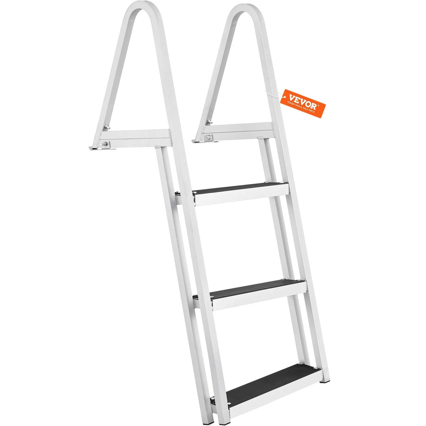 Vevor removable 3-step dock ladder - 350 lbs capacity, aluminum alloy with 4'' wide nonslip steps, simple installation for boats, lakes, pools & marine access