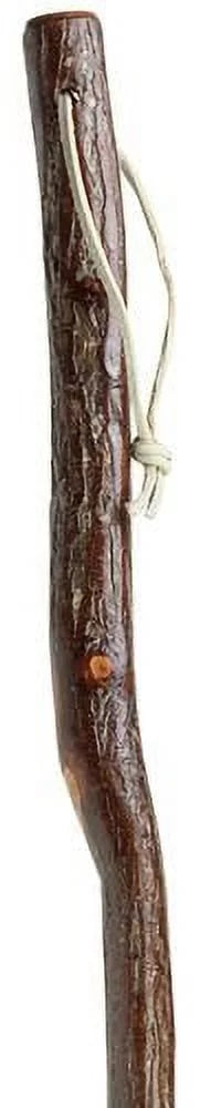 Walking stick hickory hiking staff w/ genuine leather loop