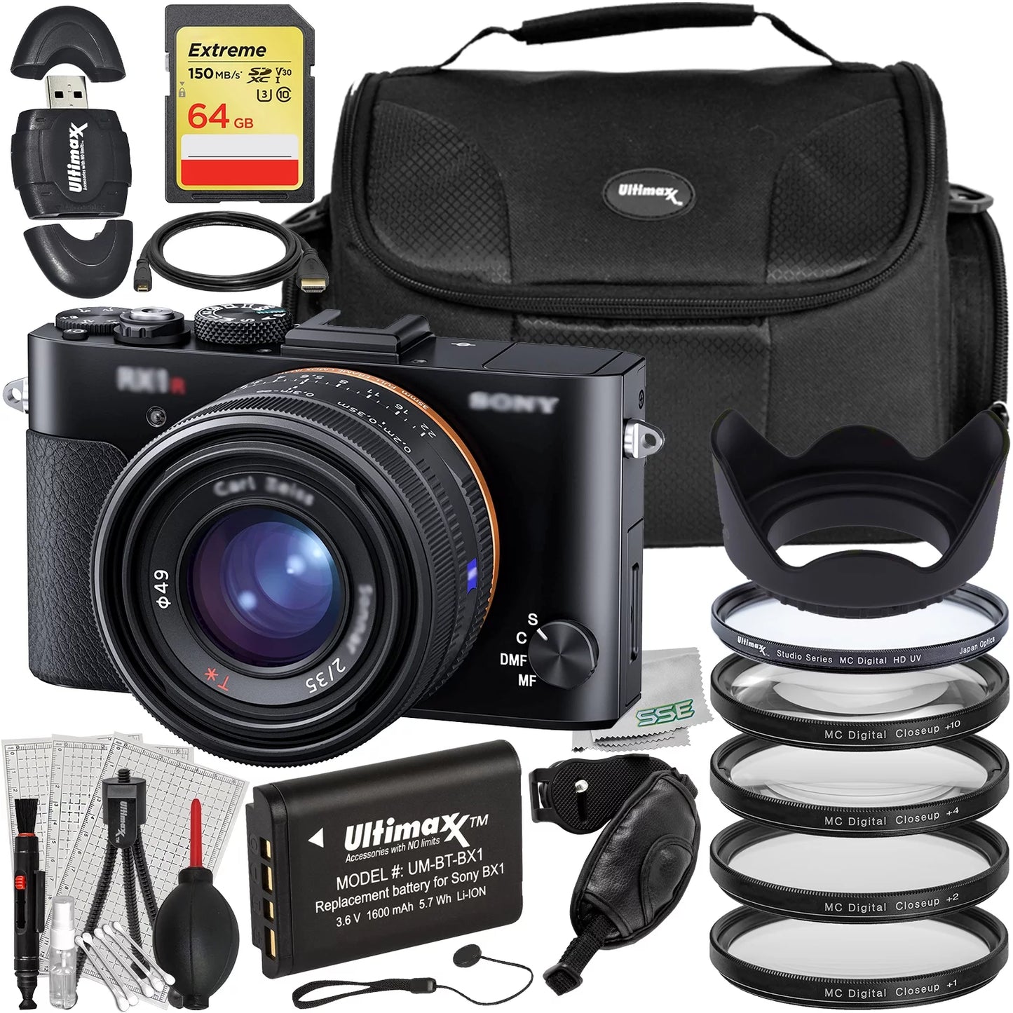 Ultimaxx advanced sony cyber-shot dsc-rx1r ii digital camera bundle - includes: 64gb extreme memory card, 1x replacement battery & much more (28pc bundle)