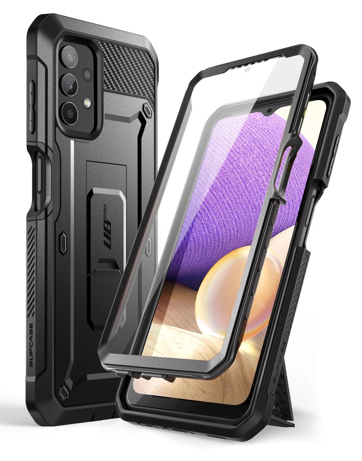 Supcase unicorn beetle pro series case designed for samsung galaxy a32 5g [not fit 4g version], full-body rugged holster & kickstand case with built-in screen protector (black)