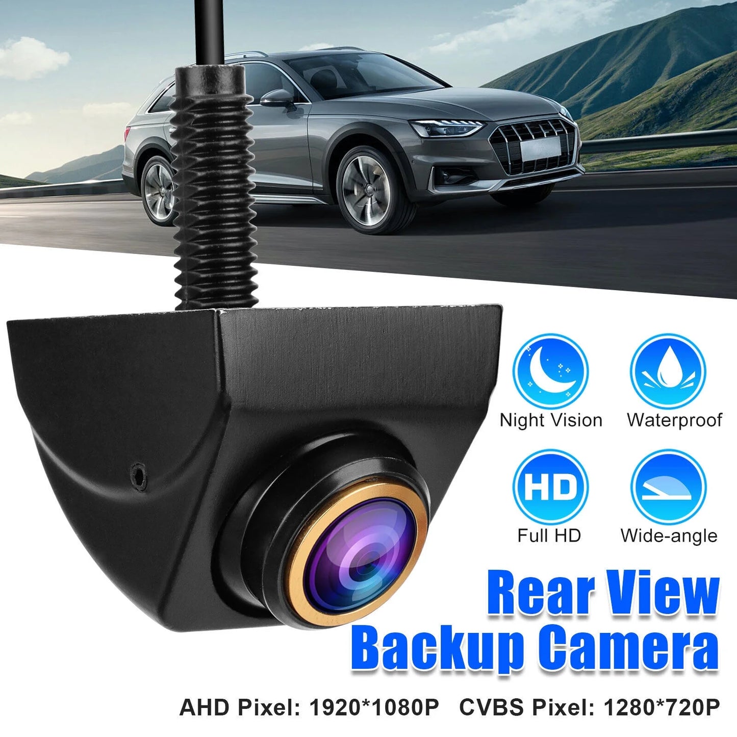 170° car rear view backup reverse camera parking cam 360° adjustable waterproof