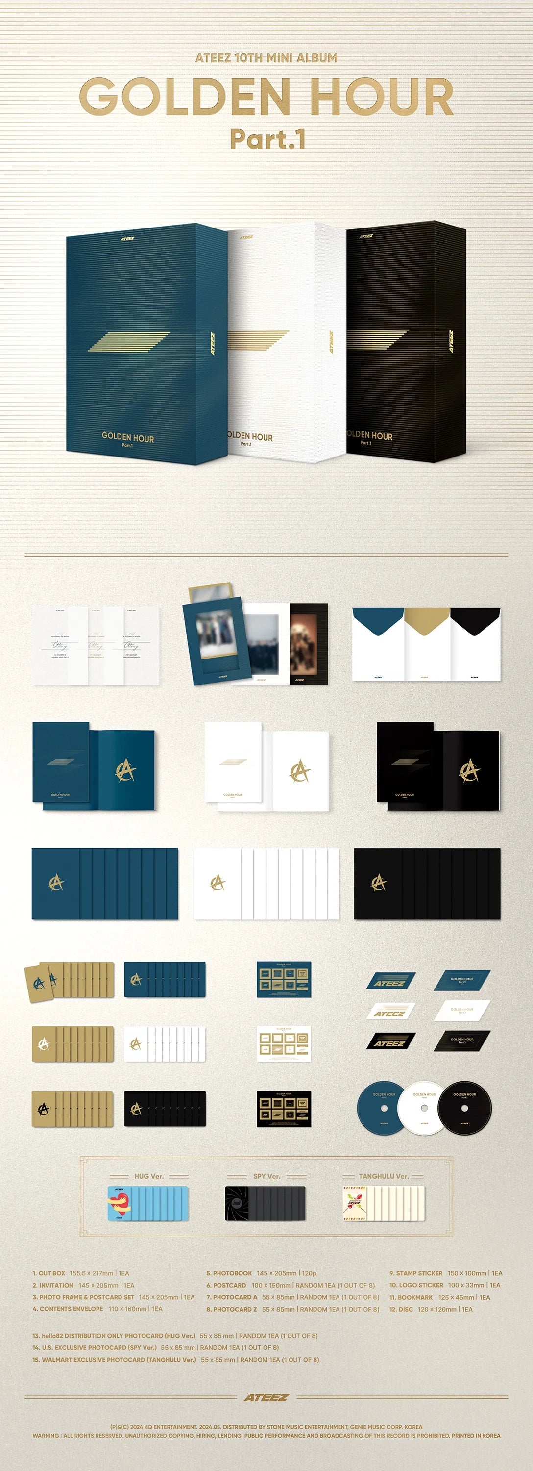 Ateez - golden hour : part.1 (blue hour ver.) walmart exclusive k-pop cd box set