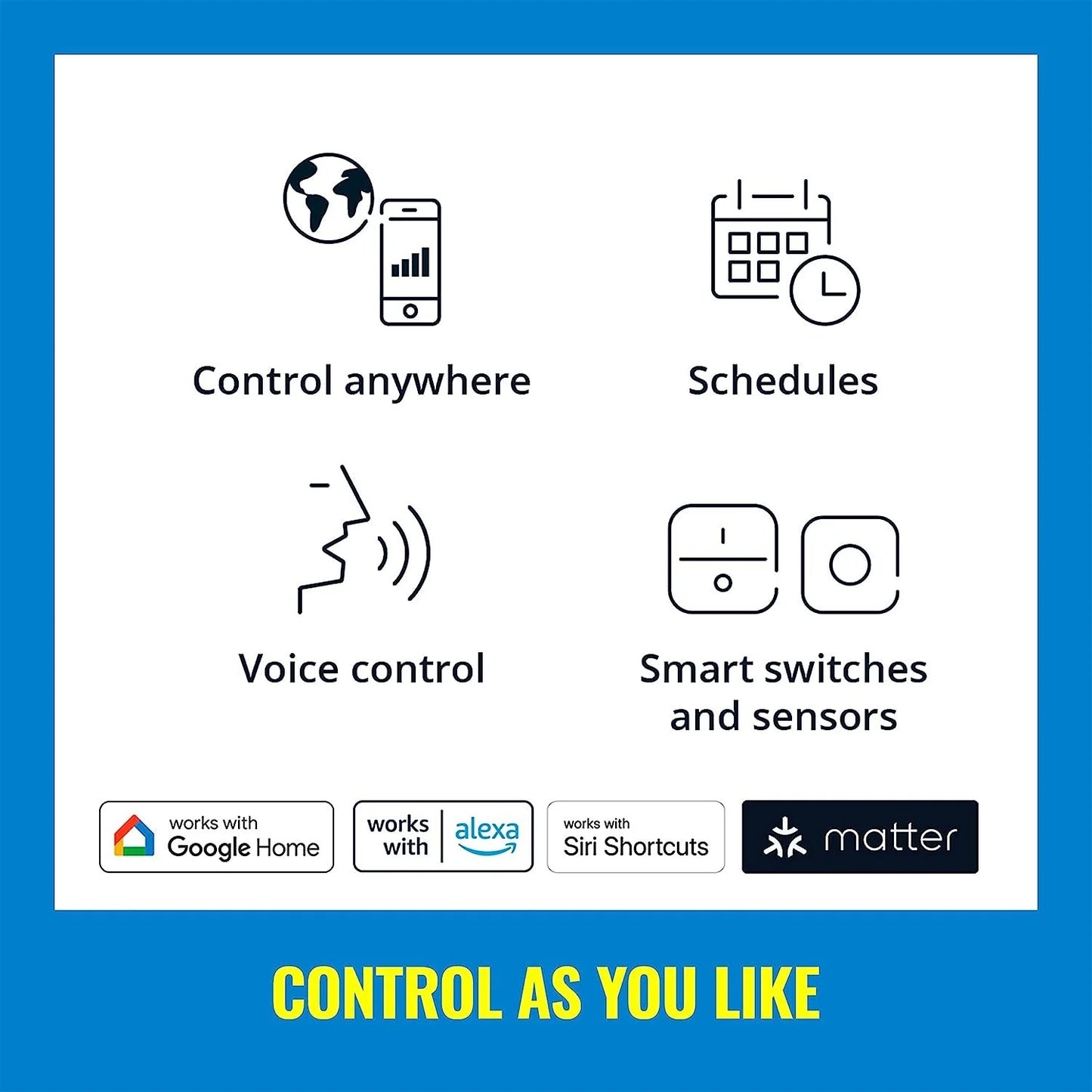 Wiz 60w a19 color led smart bulb - pack of 6 - e26- indoor - connects to your existing wi-fi - control with voice or app + activate with motion - matter compatible