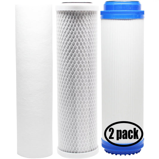 2-pack replacement for filter kit for us water systems 200-ro-di ro system - includes carbon block filter, pp sediment filter & gac filter - denali pure brand