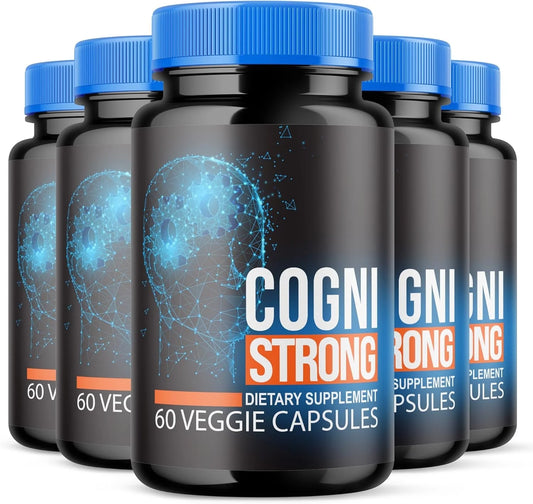 (5 pack) cognistrong - brain boost supplement - dietary supplement for focus, memory, clarity, cognitive - advanced nootropic support formula for maximum strength - 300 capsules