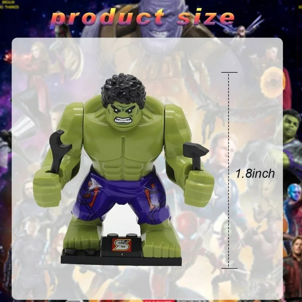 16 pcs superhero minifigures building blocks toys sets, 1.8 inch collectible hulk iron man captain america action figures building kits for kids boys christmas gifts party sets, birthday gifts