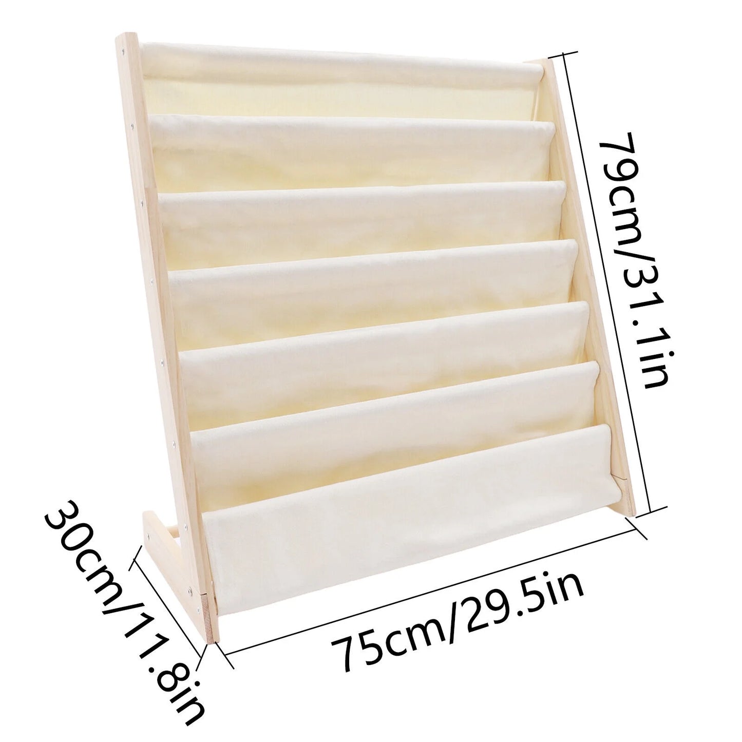 Wooden bookcase children kids book shelf storage rack tidy organizer 6 tiers