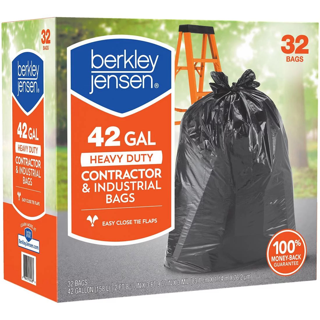 Berkley jensen 42-gal. 3mil heavy duty contractor and industrial use bags, 32 ct.