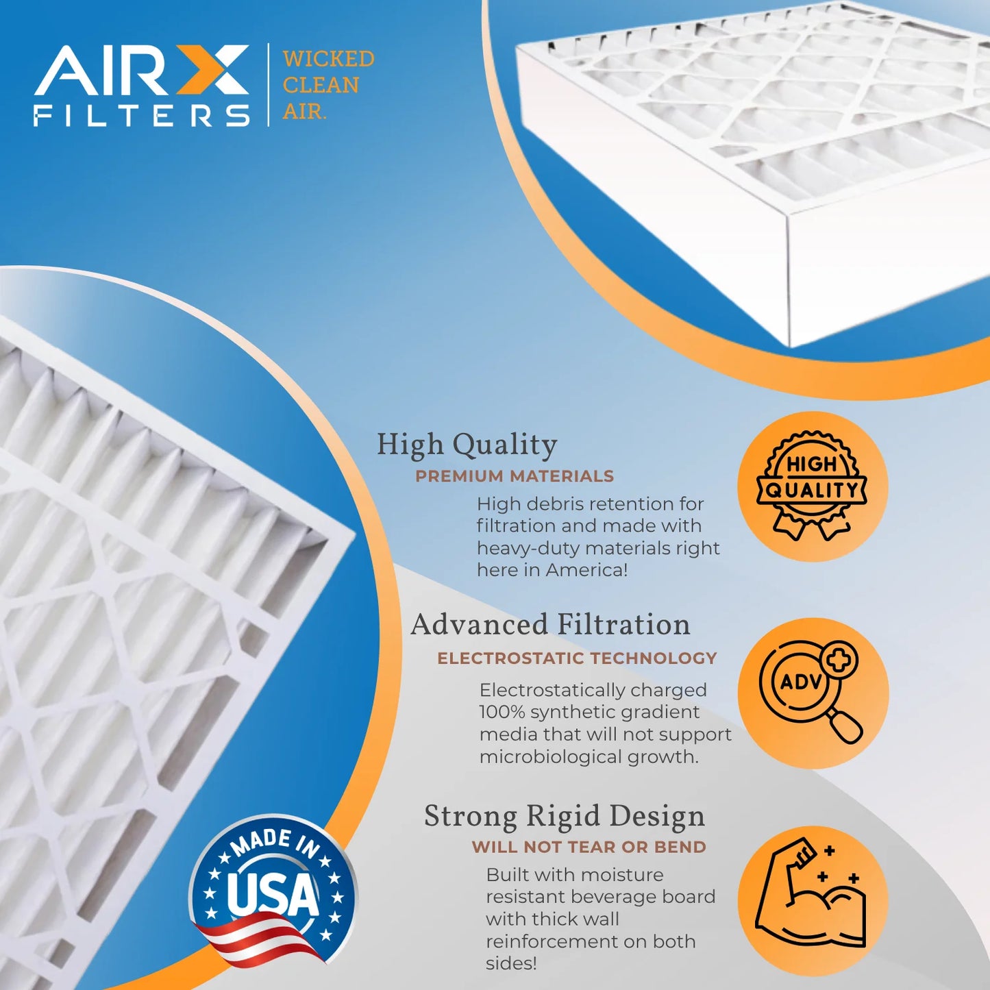 20x25x5 air filter merv 11 comparable to mpr 1000, mpr 1200 & fpr 7 compatible with field controls # 46568600 premium usa made 20x25x5 furnace filter merv 11 by airx filters wicked clean air.