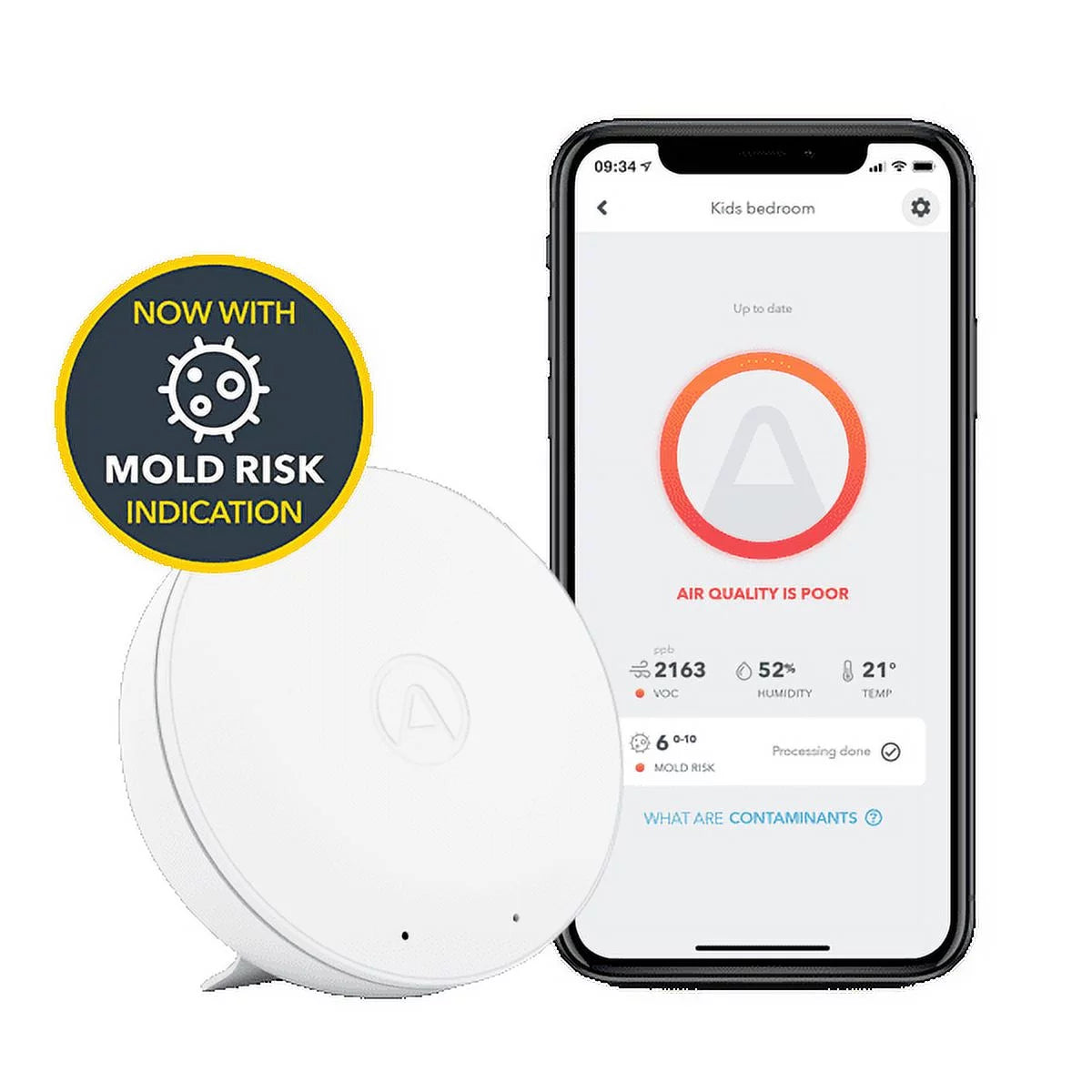 Airthings wave mini - indoor air quality monitor with mold-risk indication