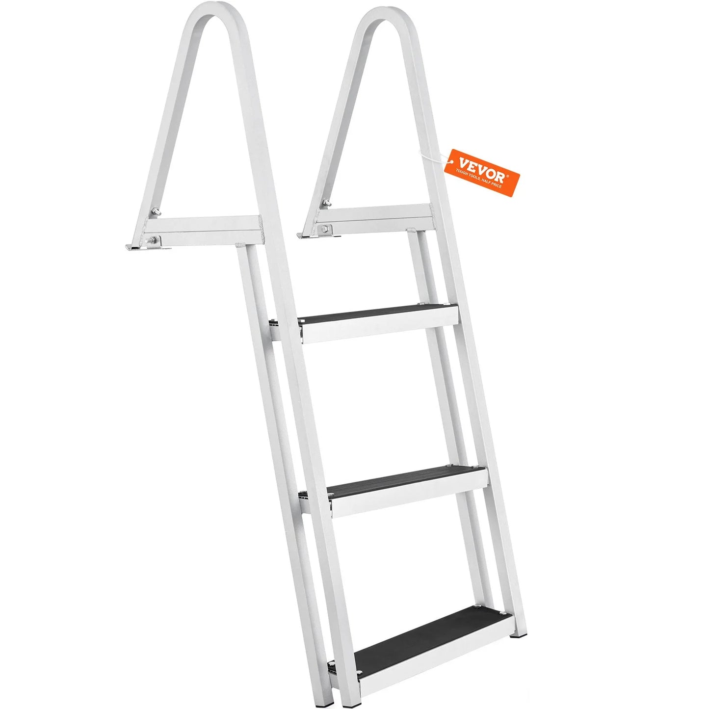 Vevor removable 3-step dock ladder - 350 lbs capacity, aluminum alloy with 4'' wide nonslip steps, simple installation for boats, lakes, pools & marine access