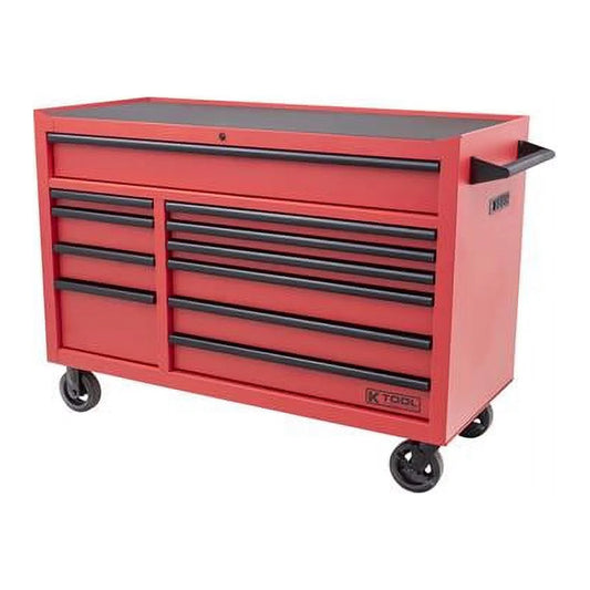 55 in. 1200 lbs premium 11 drawer double bay tool box, matte red