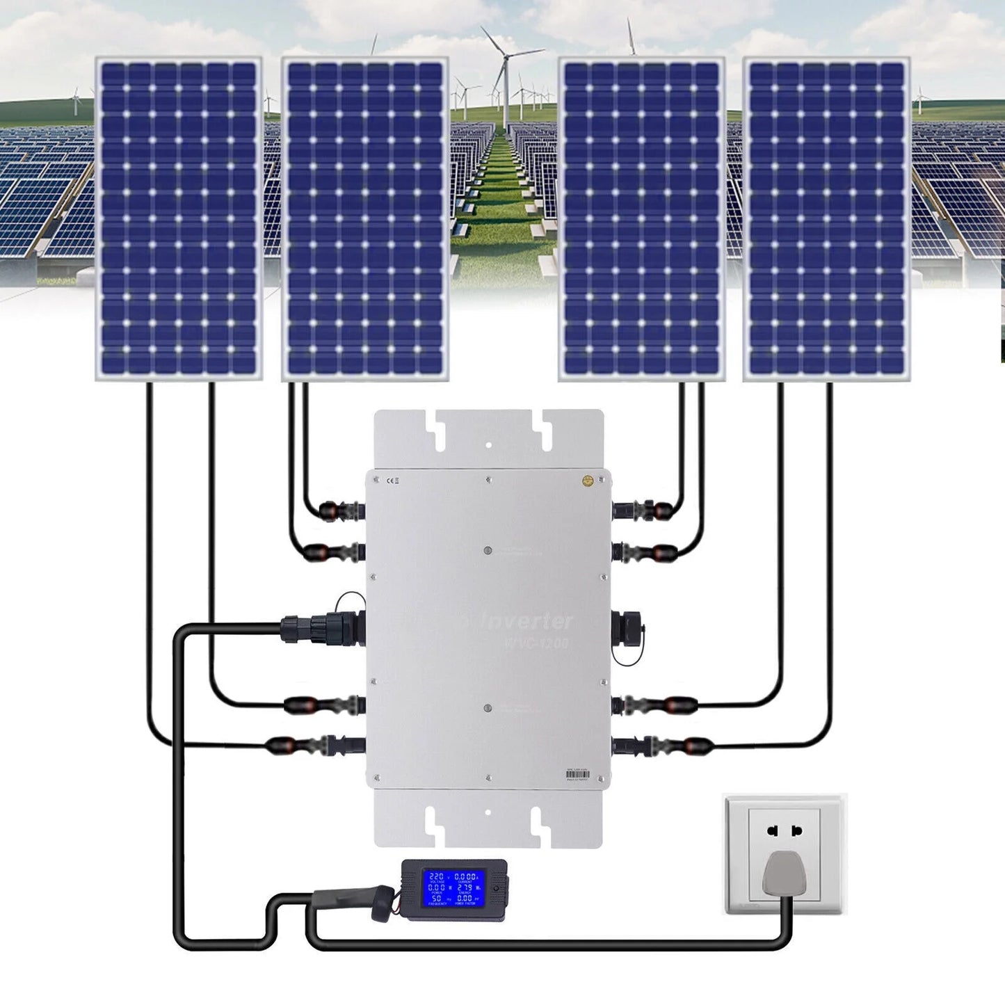 Wvc-1200w mppt solar micro inverter grid tie grid pure sine wave inverter dc-ac