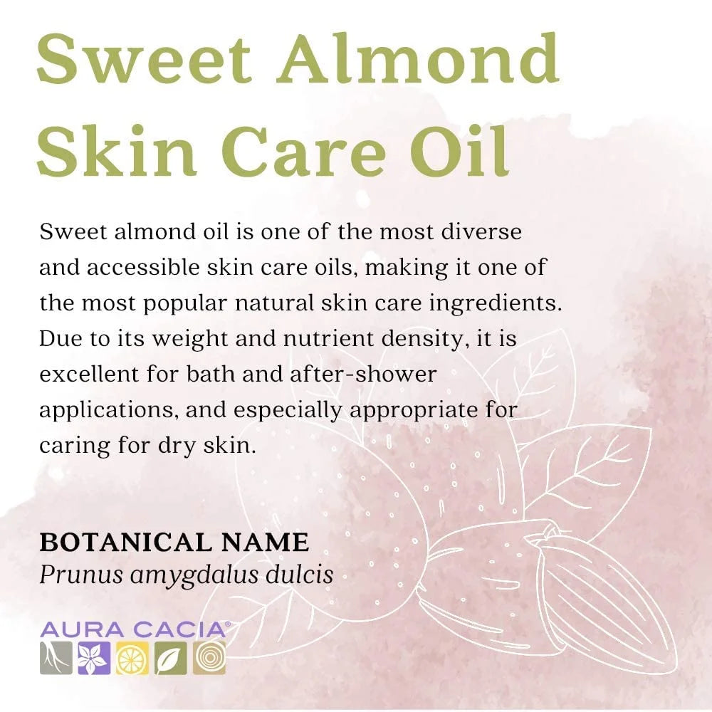 Aura cacia organic skin care oil, nurturing sweet almond, 4 fluid ounce