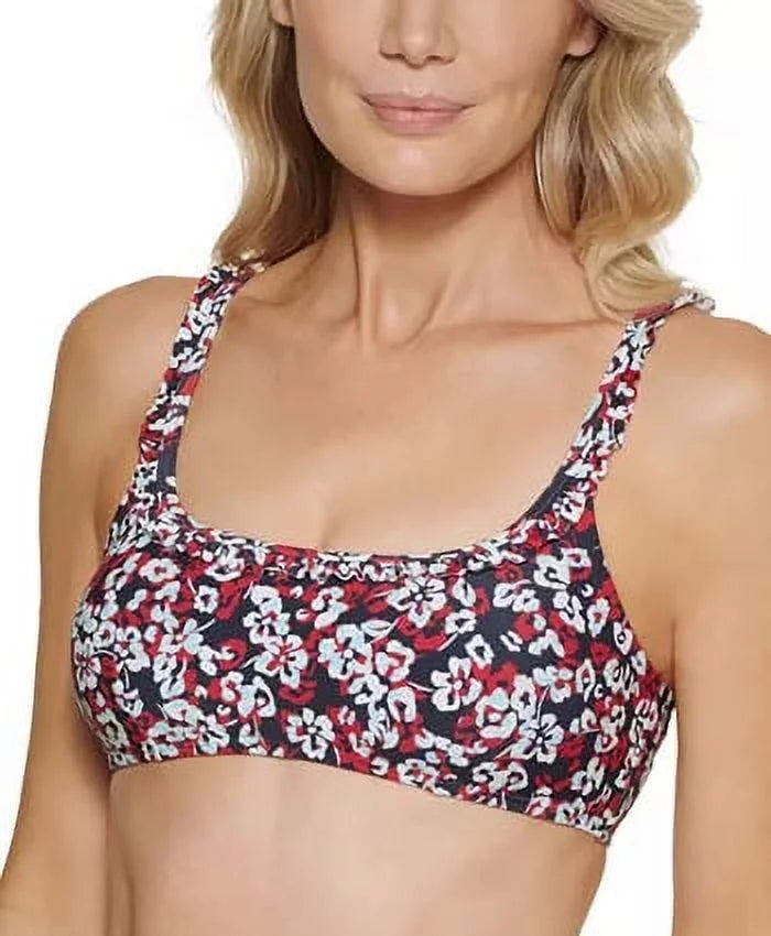 Tommy hilfiger hamilton floral printed ruffle bikini swim top, us 2x-large