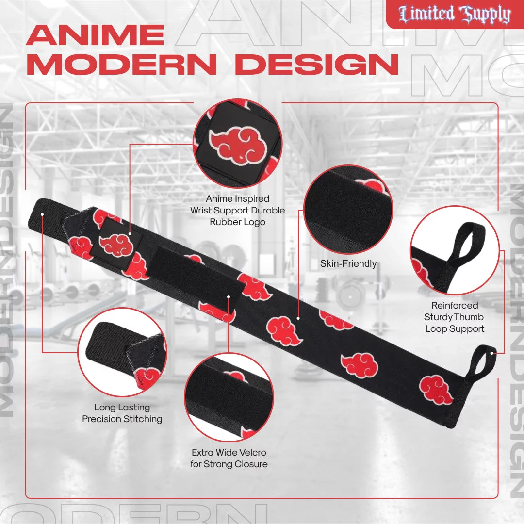 Anime wrist wraps 2 pairs bundle - 24" lifting straps for men and women - gym accessories support weightlifting, powerlifting, strength training, and improve workout (akat purple duo)