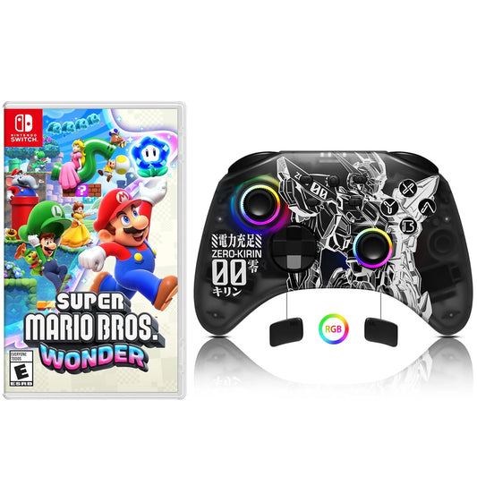 Super mario bros.™ wonder game disc and upgraded switch pro controller for nintendo switch/oled/lite, wireless switch remote for pc/ios/android/steam black