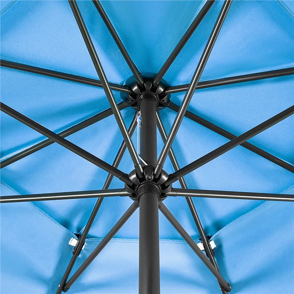 Yaheetech outdoor 10ft patio umbrella with 8 sturdy ribs+ 26.5 lb 18'' base stand, sky blue