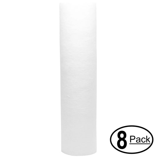 8-pack replacement for h2o distributors h2o-ucf-01-38 polypropylene sediment filter - universal 10-inch 5-micron cartridge for h2o distributors single stage under sink system - denali pure brand