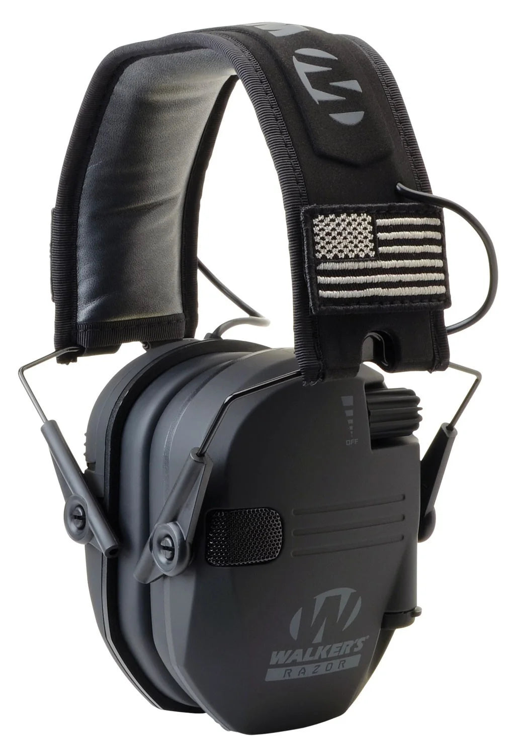 Walker's razor slim electronic shooting muffs 3-pack, black america patch