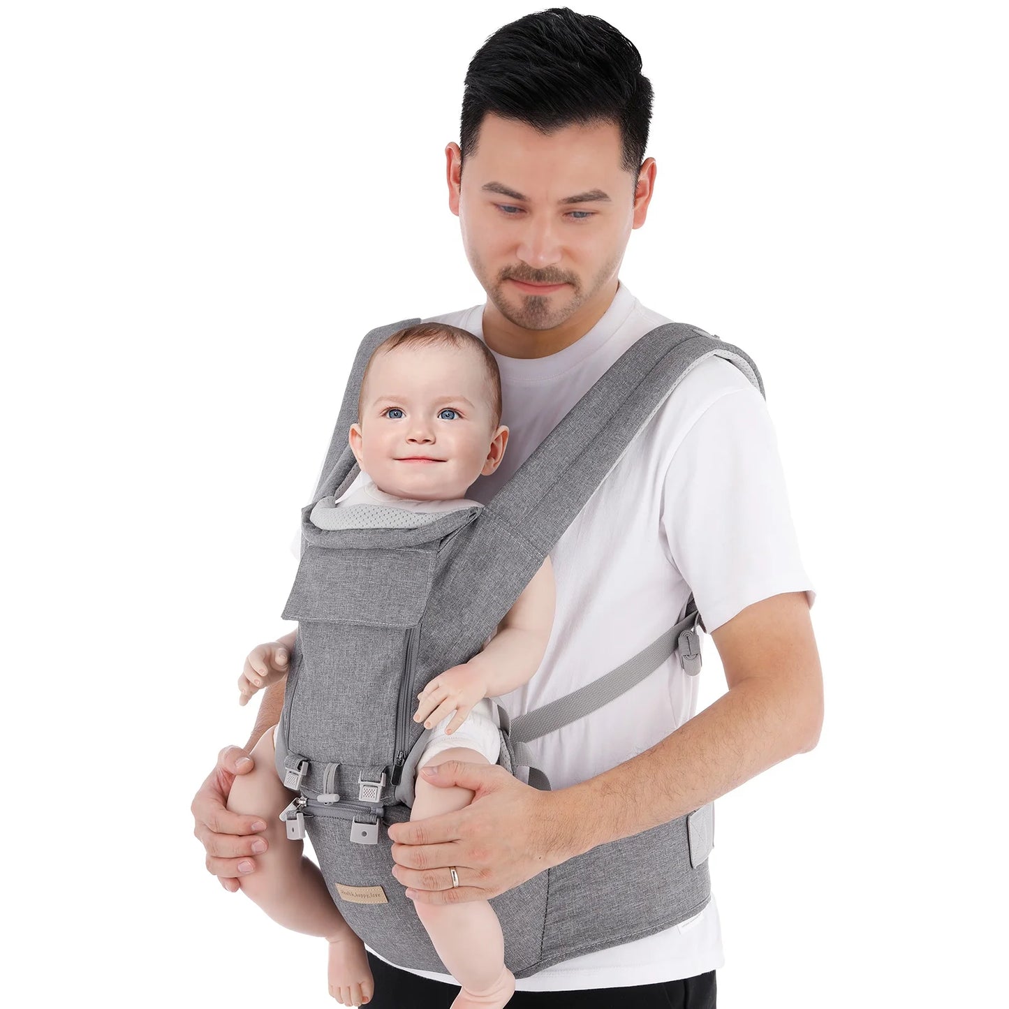 Baby carrier newborn to toddler 9-in-1 toddler carrier with hip seat lumbar support all seasons & positions perfect for hiking shopping travelling 3-36 months 7-40lbs grey 1.95 pound