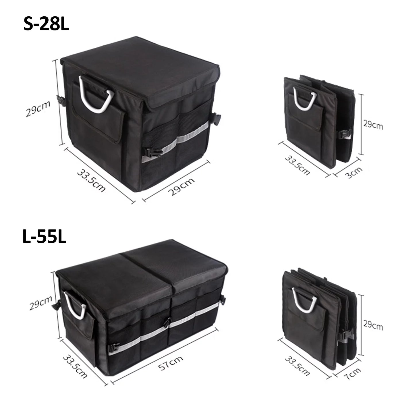 Apexeon car trunk organizer, 55l capacity, reflective strip, oxford cloth folding storage box, automotive cargo solution