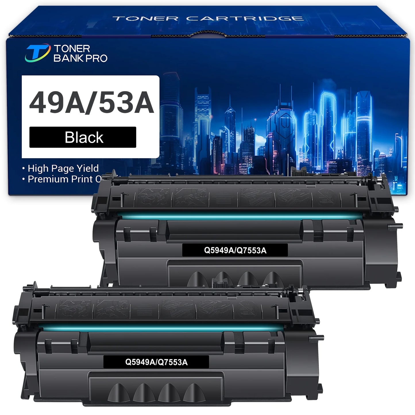 49a 53a high yield toner cartridges 2-pack black for hp 49a q5949a 53a q7553a 49x q5949x compatible for hp laserjet 1320 1320n 1320tn 1320nw 3390 p2015 p2015dn printer ink