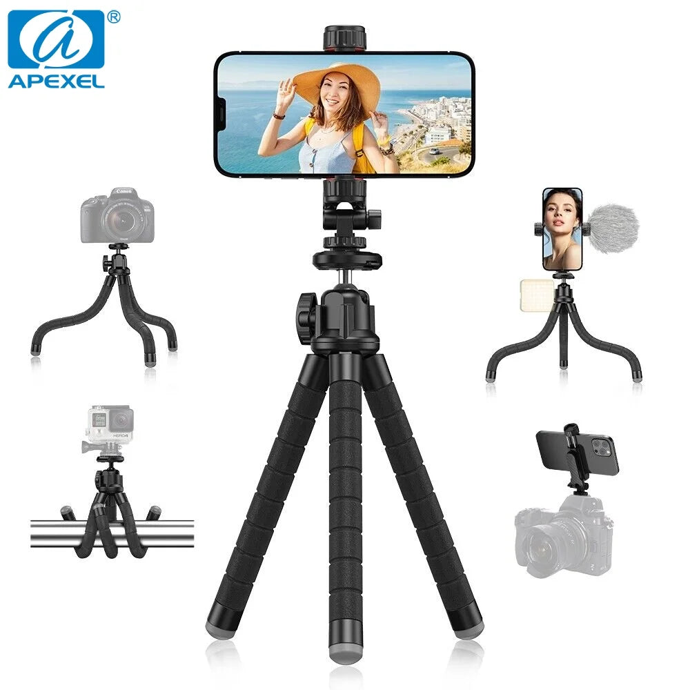 Apexel portable flexible octopus tripod extendable mini phone stand 360 rotation shooting for phone dslr gopro live streaming