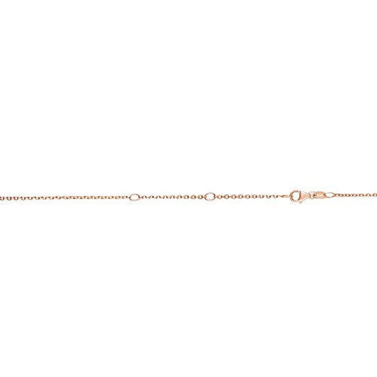 14k rose gold 0.6mm extendable cable chain necklace, lobster claw 16-18 inches, 1.2gr.