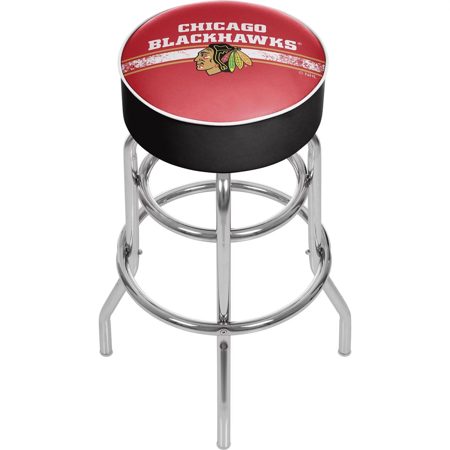 Trademark gameroom chicago blackhawks logo bar stool with padded seat