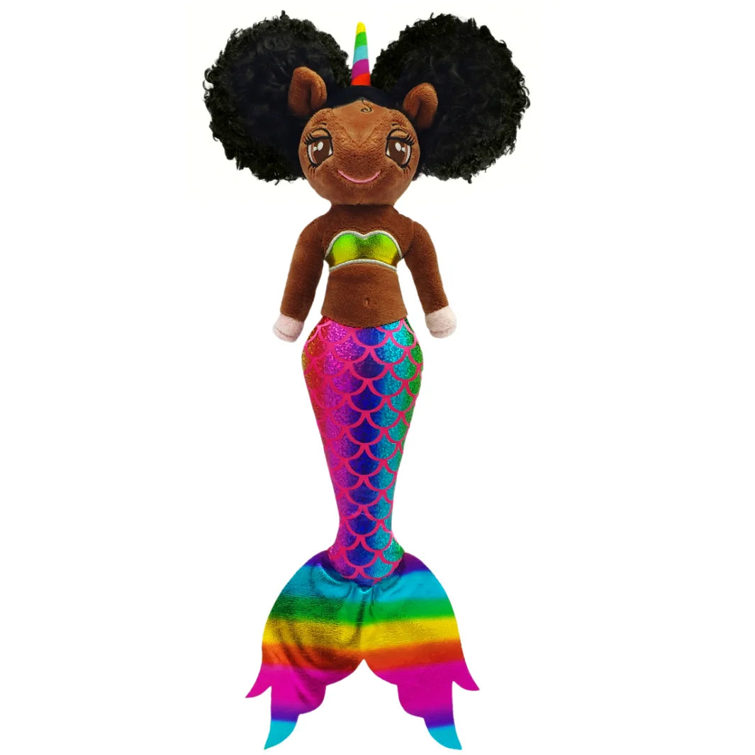 Aaliyah mermaid unicorn doll with iridescent tail and matching top - 16 inch