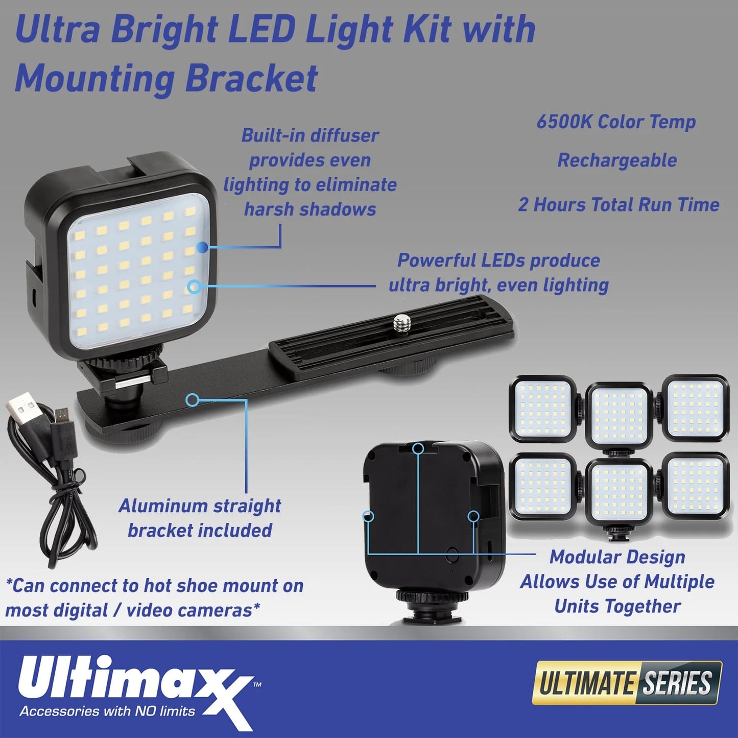 Ultimaxx 4k ultra hd 42mp camcorder video vlog camera with led light bundle