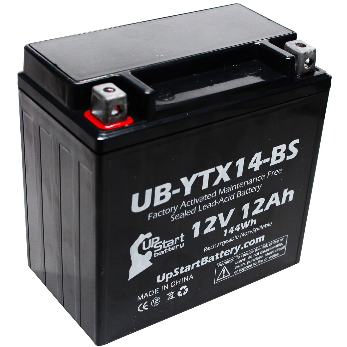 2-pack upstart battery replacement 2012 bmw f800st, gs 800 cc factory activated, maintenance free, motorcycle battery - 12v, 12ah, ub-ytx14-bs