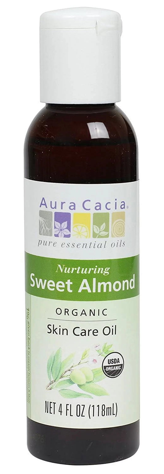 Aura cacia organic skin care oil, nurturing sweet almond, 4 fluid ounce