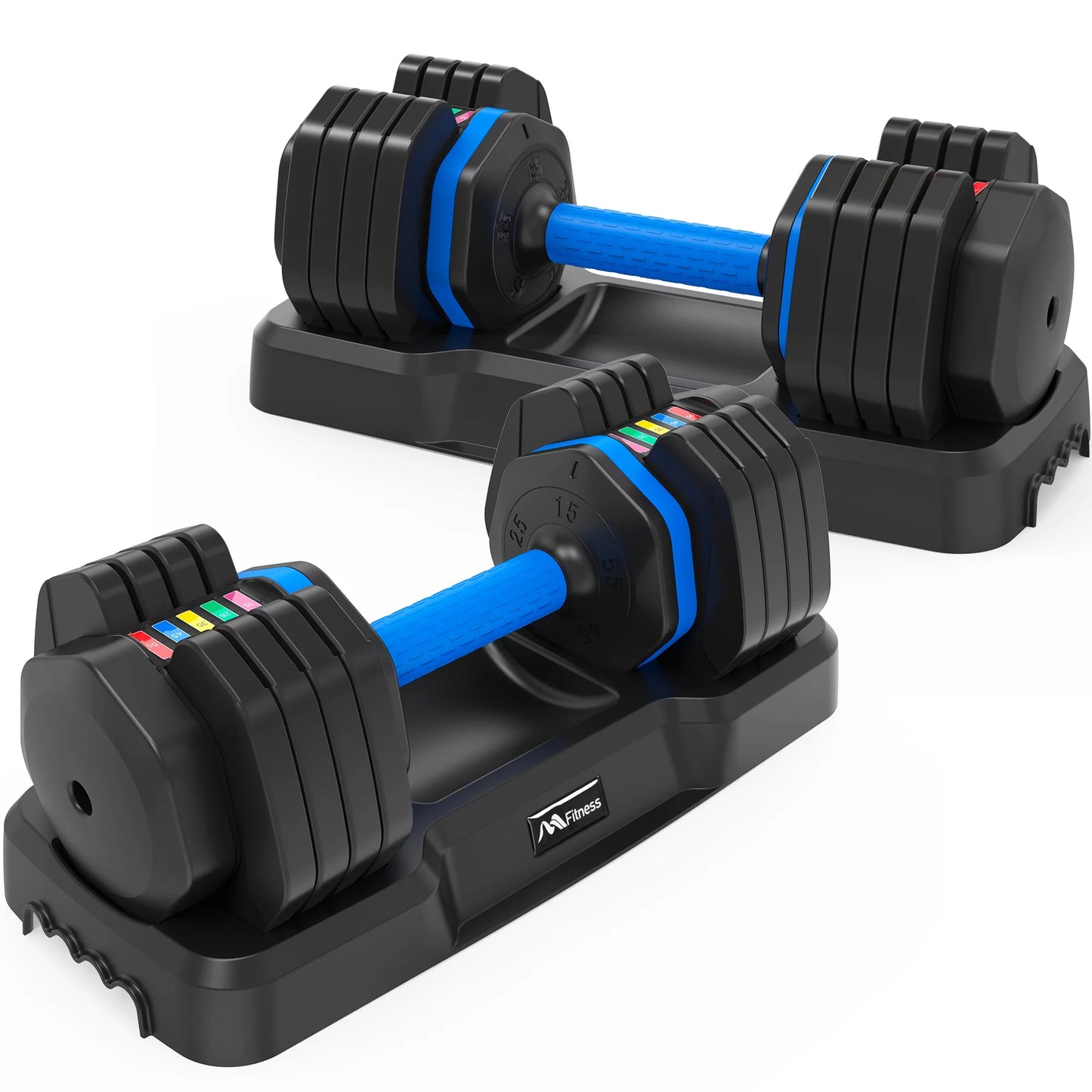 Adjustable dumbbell - 55lb x2 dumbbell set of 2 with anti-slip handle, fast adjust weight by turning handle with tray, exercise fitness dumbbell suitable for full body workout