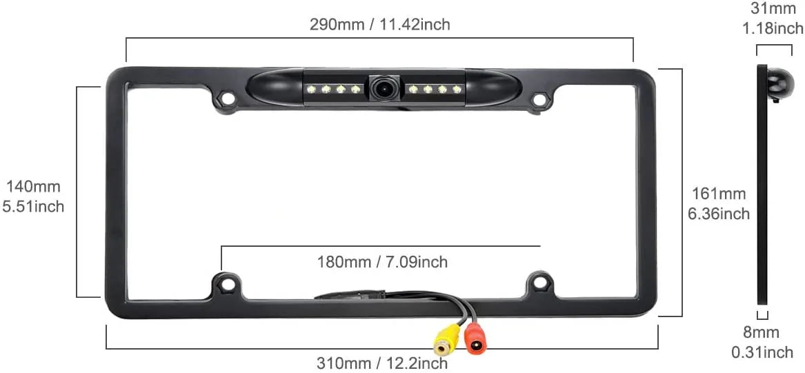 Backup camera rearview license plate waterproof for kenwood ddx-512 ddx512 black