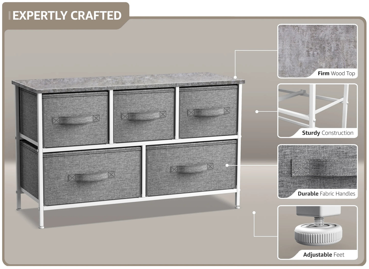 Storage cube dresser - grey