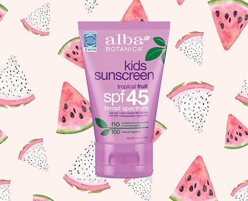 Alba botanica, kids sunscreen, tropical fruit, spf 45, 4 oz(pack of 3)